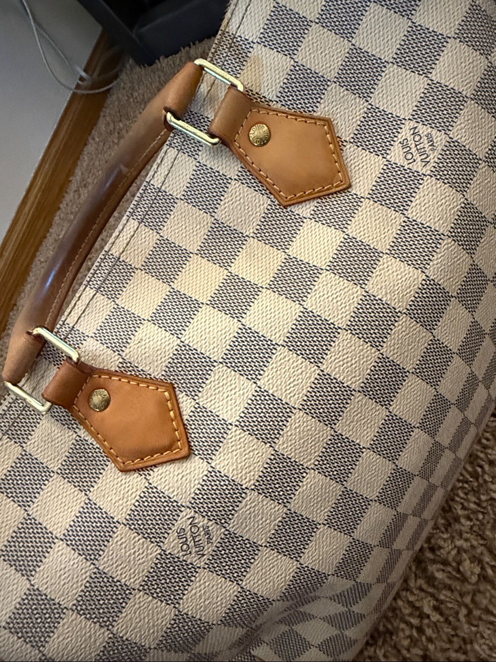 Louis Vuitton Damier Azur Speedy 30 Handbag - Cream/Light Brown - Picture 14 of 16